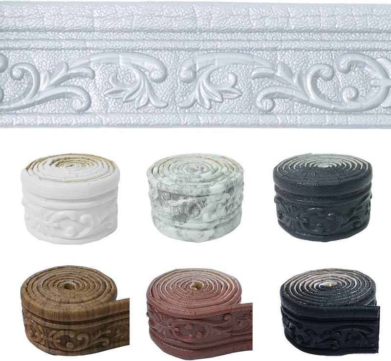 WAPANE 90" x 3.1" Peel Stick Foam Molding Trim Self Adhesive, Crown Molding Wallpaper Border Flexible, 3D Wall Edging Lines Foam Baseboard, Wall Base Moulding Trim for Home, Hotel DIY Decoration - Image 1